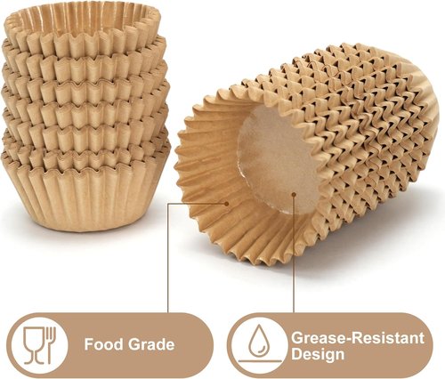 LotFancy 200pcs Heavy-Duty Natural Cupcake Liners - Grease-Resistant Muffin Baking Cups