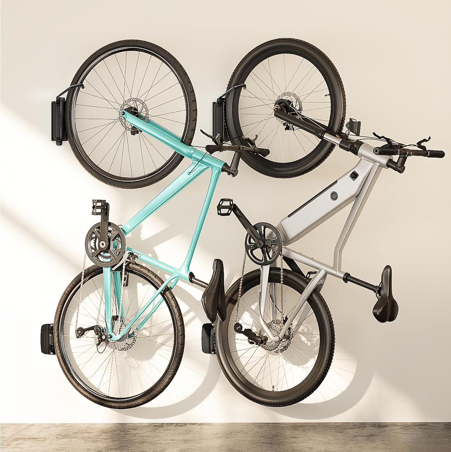 PEGZONE Heavy Duty Bike Hooks - Adjustable Wall Mount for Garage | Holds 77 Lbs - 2 Pack