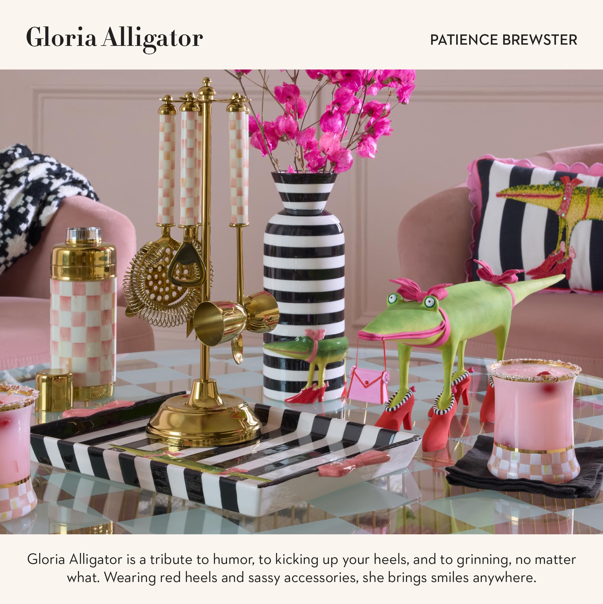 MACKENZIE-CHILDS Patience Brewster Gloria Alligator Frame, Cute Photo Frame, 5 Inches by 7 Inches