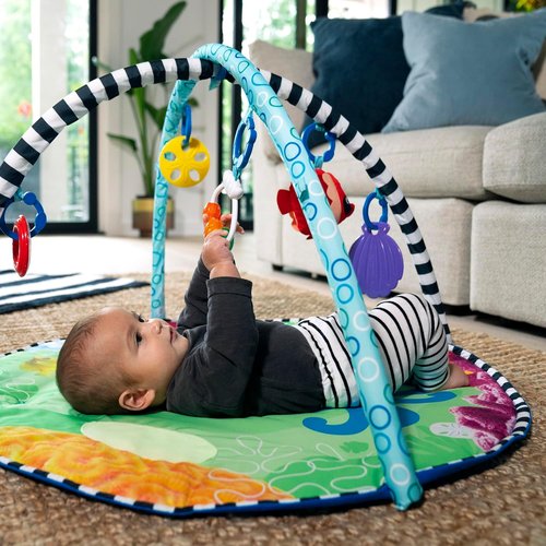 Baby Einstein 2-in-1 Water Mat - Portable Tummy Time Activity Gym for Newborns & Up