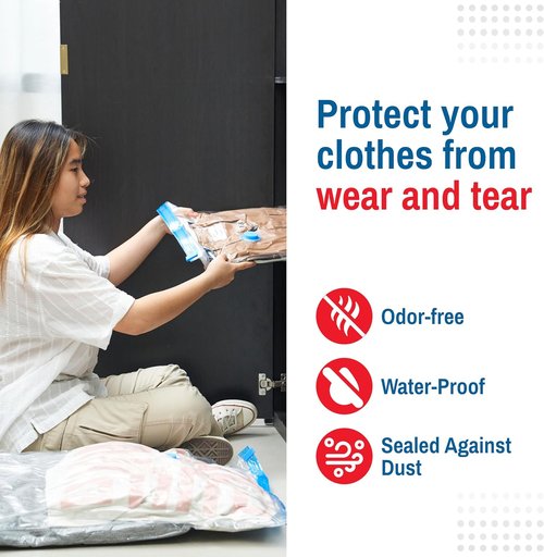 Jumbo Vacuum Storage Bags by [Brand Name] - 6 Pack Compression Bags for Comforters & Clothes | Space Saver with Hand Pump