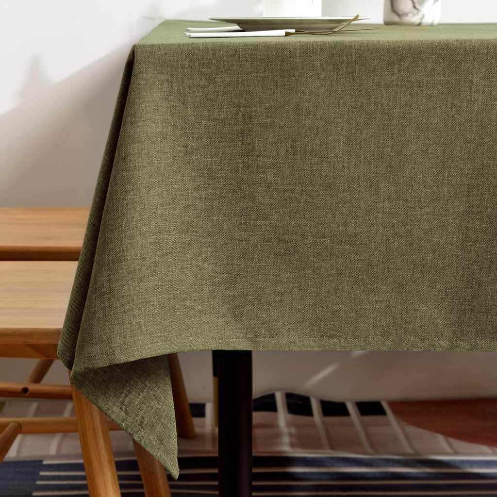 BALCONY & FALCON Extra-Large Table Cloth for 8ft Rectangle Tables – Waterproof & Crease-Proof Farmhouse Tablecloth for Banquet, Wedding, Baby Shower，Christmas Holiday Party (Olive, 91" x 156")