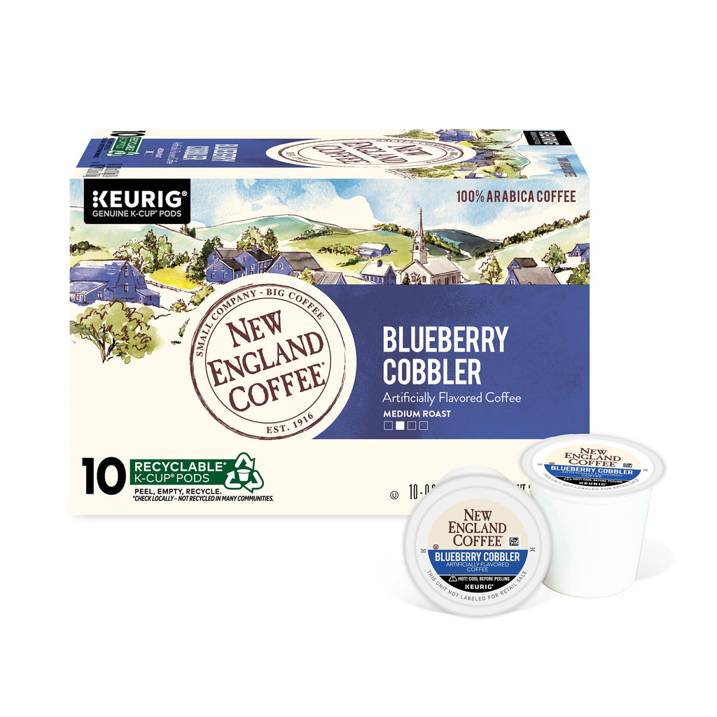 New England Coffee Single Serve Pods, Blueberry Cobbler Medium Roast 10 Count (Pack of 1)