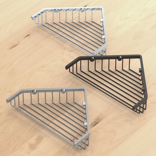 Gatco 1497 9.25" Length Shower or Tub Corner Basket, Chrome | Wall Mounted Stainless Steel Corner Shower Caddy | Bathroom Corner Shelf Organizer in Chrome