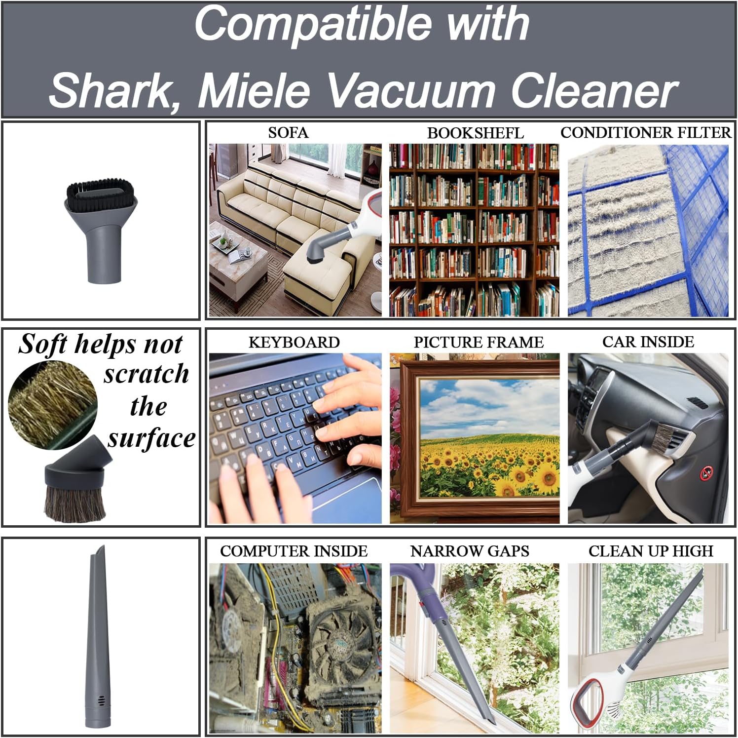 Shark Vacuum Cleaner Accessories Replacement Kit - Household Cleaning Set with Crevice Tool & Dust Brushes | 35MM Attachments