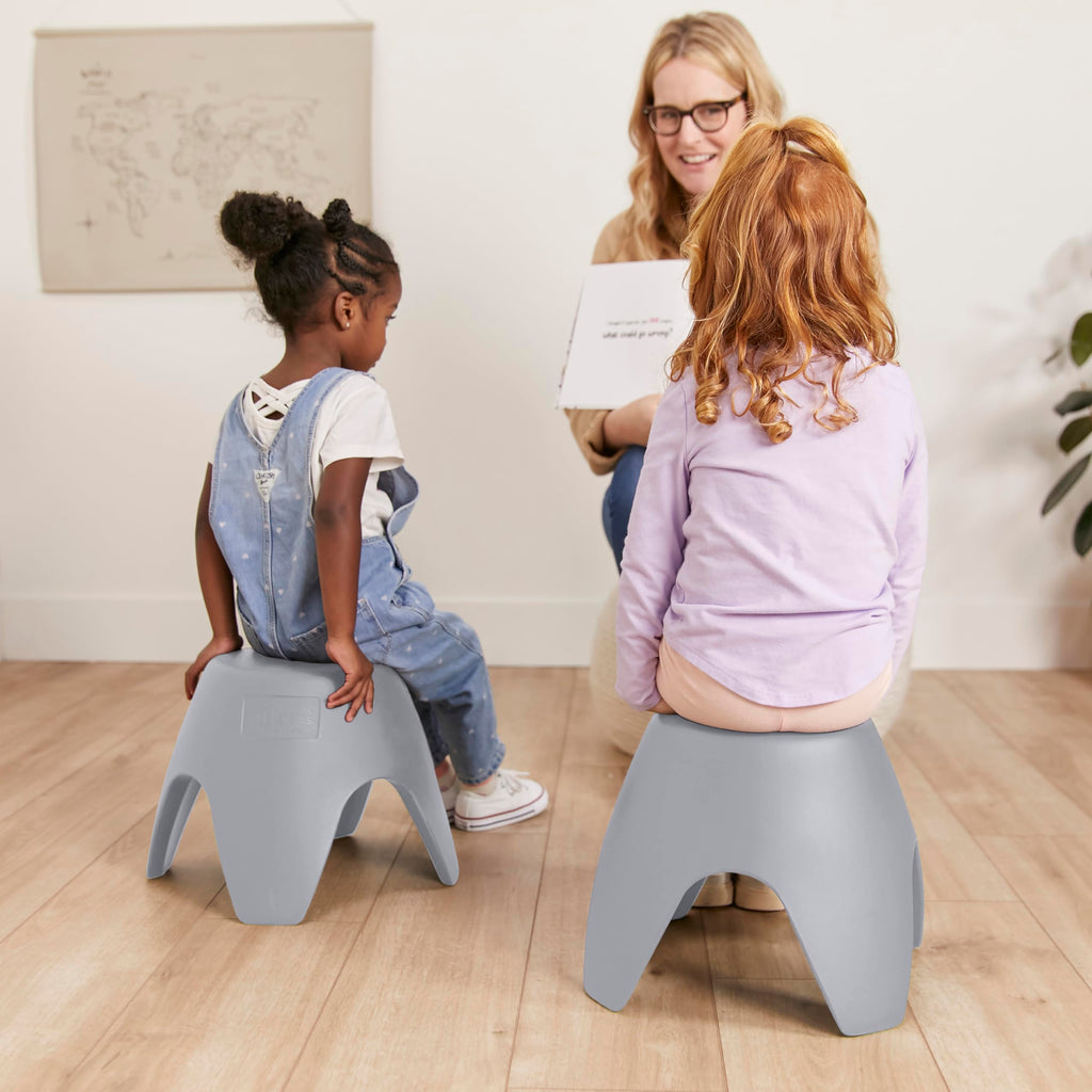 ECR4Kids Ayana Stool Set, Flexible Seating, Light Grey, 2-Pack