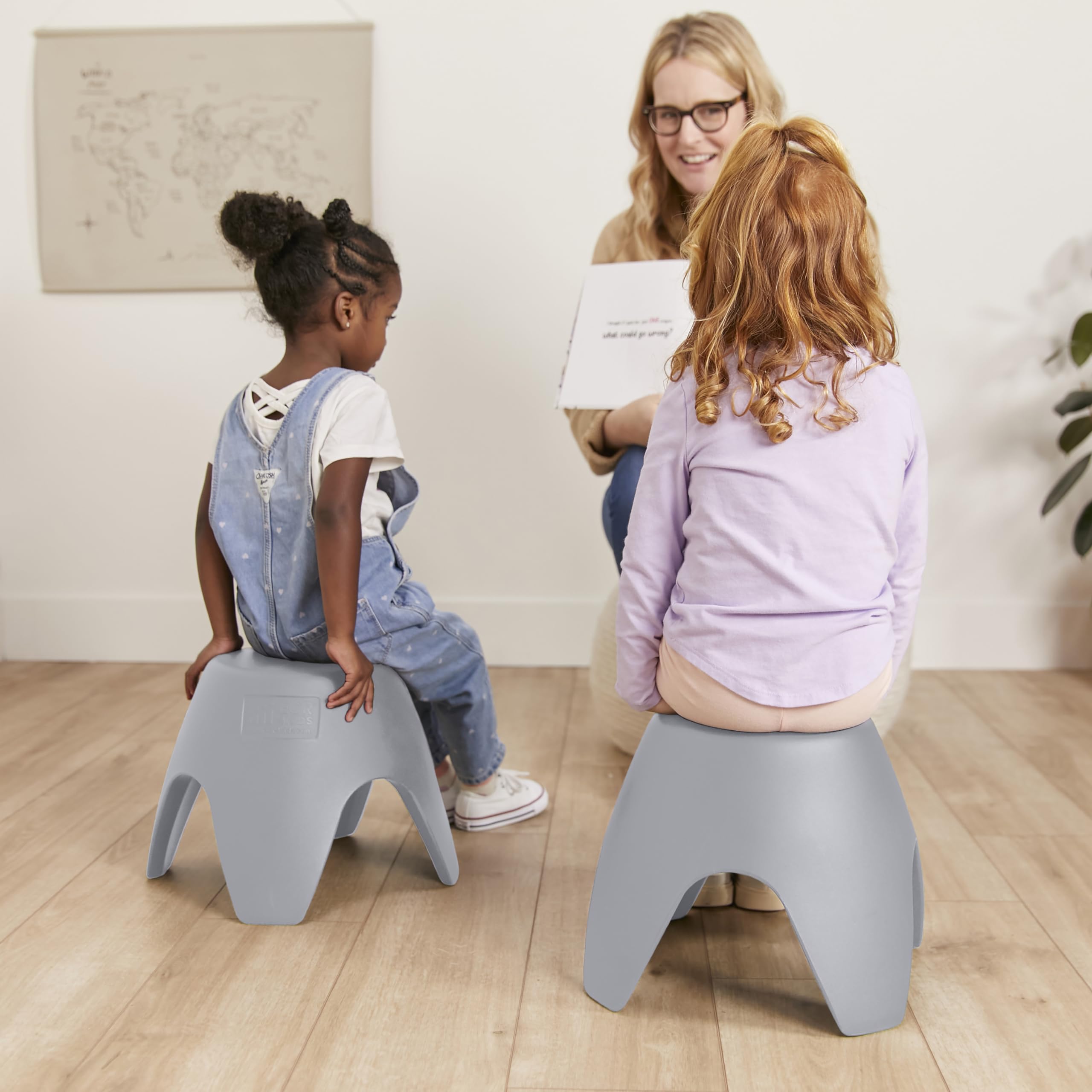 ECR4Kids Ayana Stool Set, Flexible Seating, Light Grey, 2-Pack