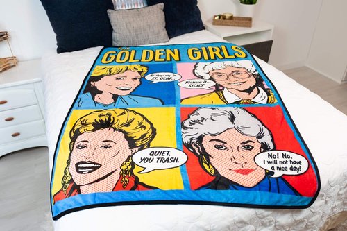 JUST FUNKY Golden Girls Pop-Art Gallery Throw Blanket | Features Famous Quotes | Large 60 x 45 Inches