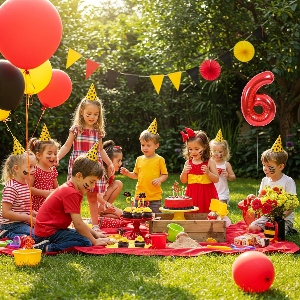 TONIFUL 16-Inch Red Mylar Foil Number Balloons | 0-9 Set of 10 for New Year, Birthdays & Celebrations