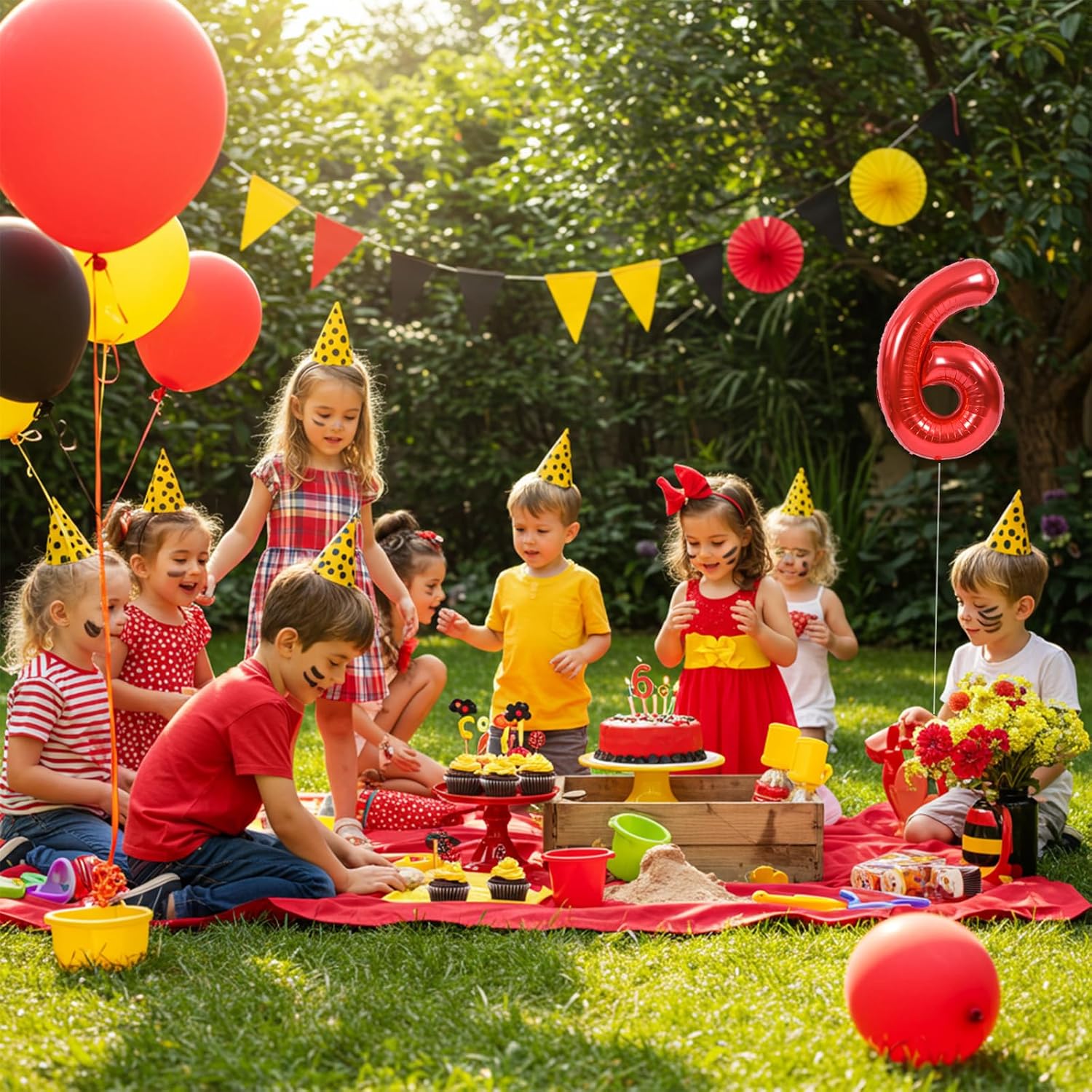 TONIFUL 16-Inch Red Mylar Foil Number Balloons | 0-9 Set of 10 for New Year, Birthdays & Celebrations