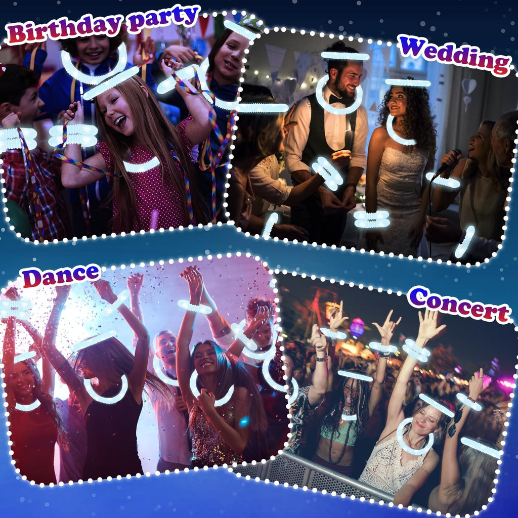 Skiennix Glow Sticks - 12-24 PCS White Party Favors for Kids | Necklaces & Bracelets for Graduation & School Events