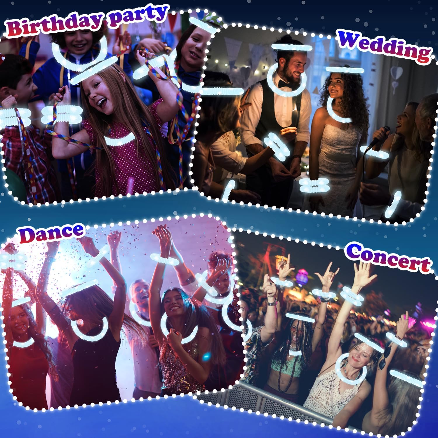Skiennix Glow Sticks - 12-24 PCS White Party Favors for Kids | Necklaces & Bracelets for Graduation & School Events