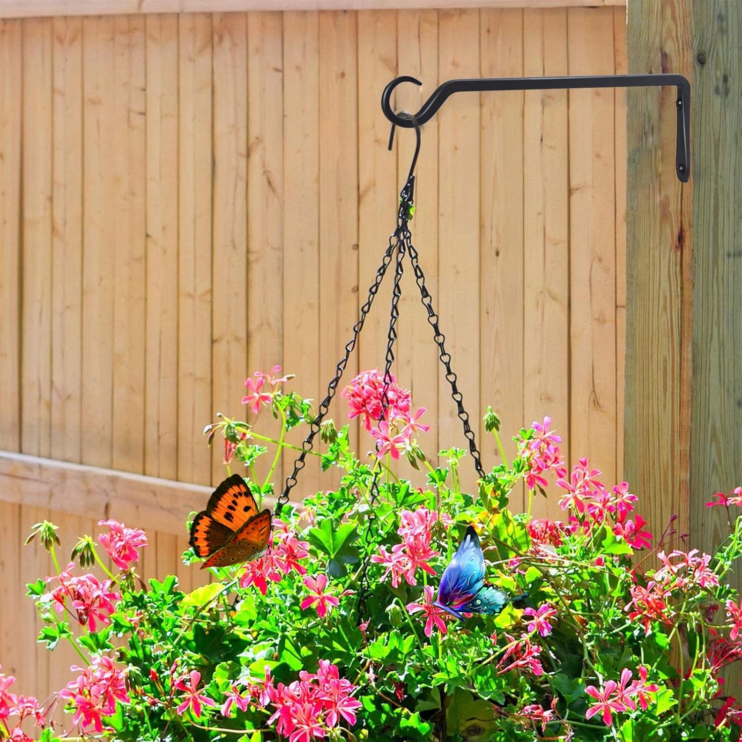 AILIN YELOKIE Premium Forged Wall Hooks - Sturdy Plant Brackets for Indoor/Outdoor Use | 12-Inch Black, 2-Pack