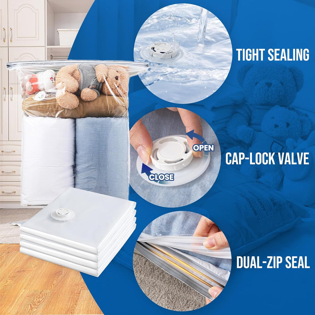 TAILI Jumbo Vacuum Storage Bags - 8 Pack for Comforters & Blankets | Space-Saving 40x31 Inch Bags