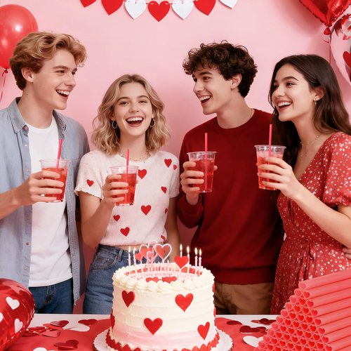 Valentines-Day-Heart-Shaped-Straws-Party-Supplies-Decorations-100 PCS | Dishwasher Safe & Reusable Thick Heart Red Drinking Straws for Cocktail Wedding Bridal Shower Galentines Birthday Party Favors