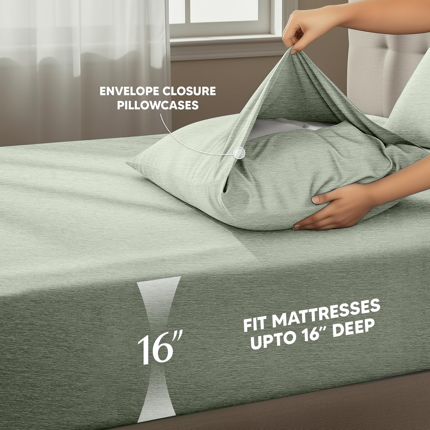 Utopia Bedding Queen Size Sheet Set - Soft, Breathable Microfiber | 4-Piece in Heather Sage