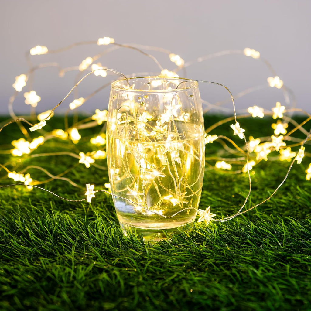 Star String Lights - 40FT 120 LEDs Waterproof Fairy Lights with 8 Modes Remote | Warm White Silver Wire for Indoor & Outdoor Decor