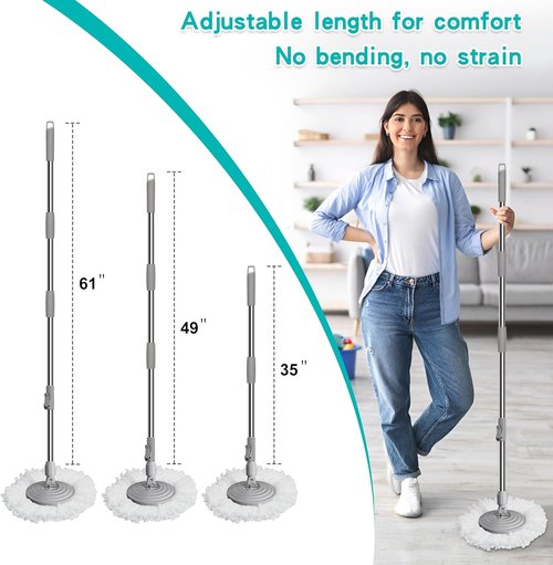 Compact Spin Mop by [Brand Name] - 360° Swivel Wheels, Clean & Dirty Water System, 6 Reusable Mop Heads | Blue/Yellow