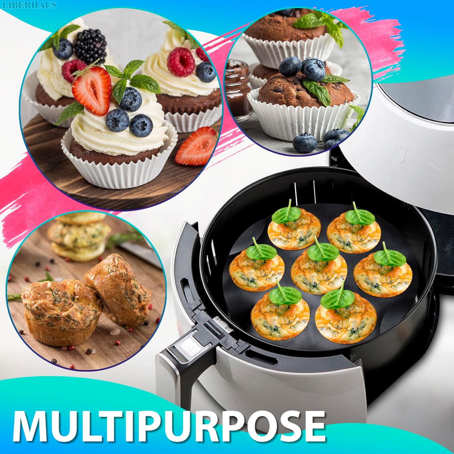 Skiennix Air Fryer Muffin Pan - 7-Cup Silicone Mold for Egg Bites | Heat Resistant & Nonstick