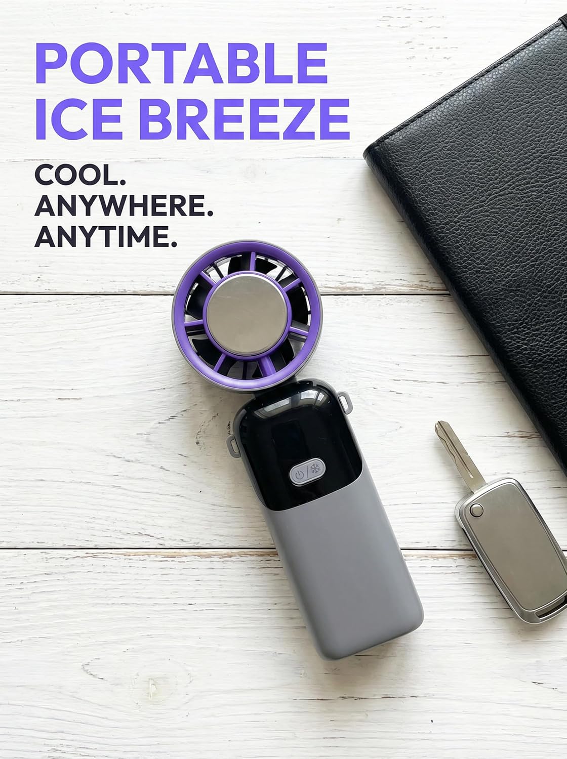 Skiennix Handheld Portable Fan - Rechargeable Mini Turbo Ice Cooler for Travel & Home | Light Grey