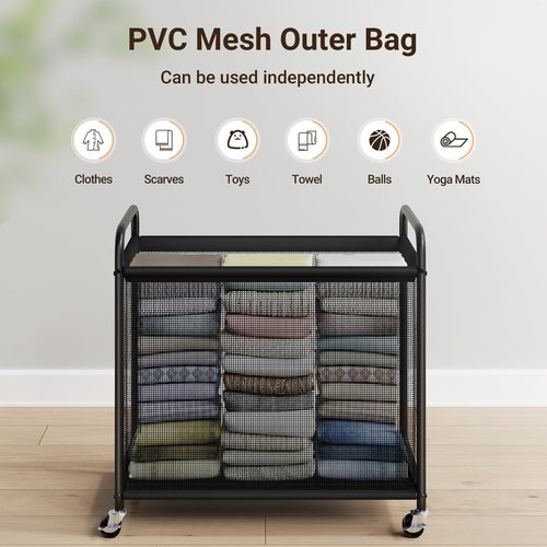 ELYKEN Laundry Hamper 3 Section, 120L Rolling Laundry Sorter with Removable Liner Bag, Laundry Basket with Wheels, Steel Frame with Metal Handle, Clothes Hamper Cart for Laundry Room & Bedroom