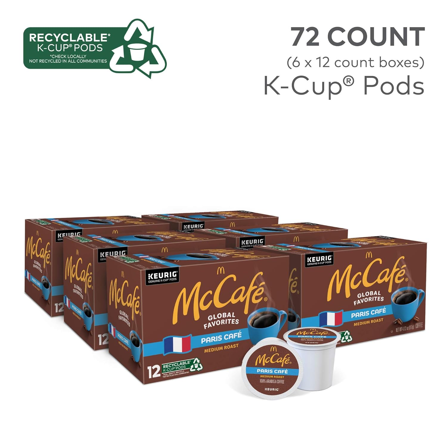 McCafe Medium Roast Coffee K-Cup Pods - Single Serve, 72 Count | Perfect for Keurig Brewers