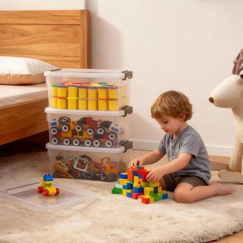 Citylife 17 QT Plastic Storage Bins - 6 Pack Stackable Containers with Lids for Organizing | Clear Storage Box