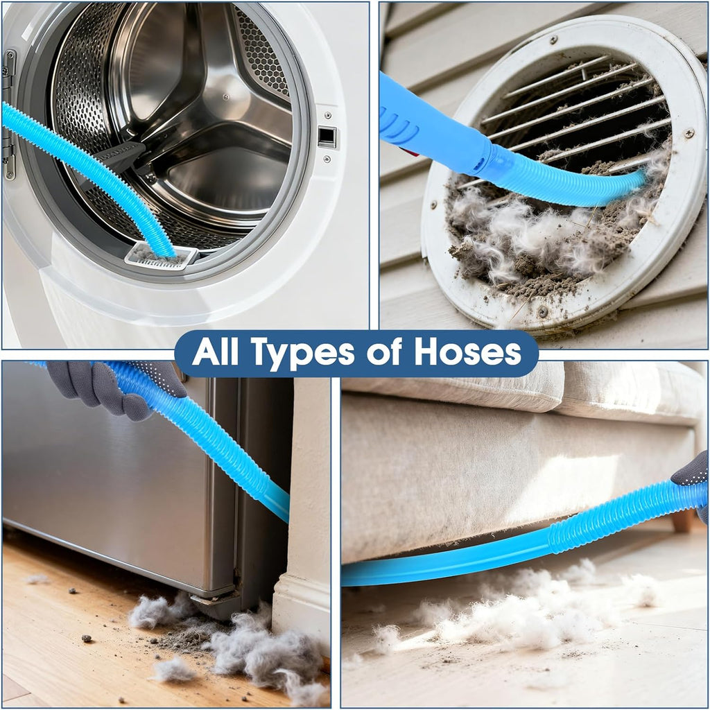 Universal Dryer Vent Cleaner Kit - Vacuum Hose Attachment & Lint Brush for Efficient Cleaning