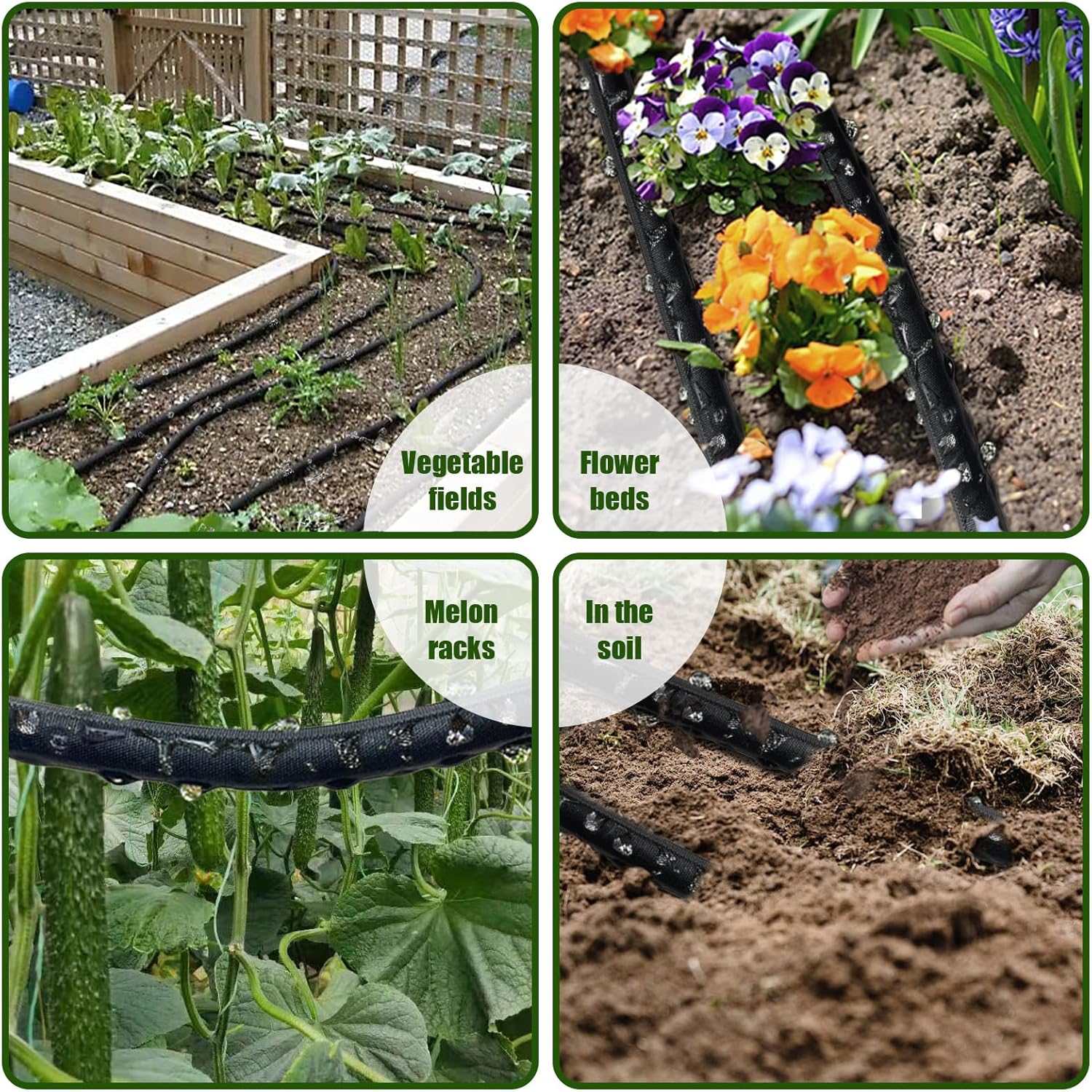 Soaker Hose 100FT - Thickened Flat Drip Irrigation Hose | Leak-Free Design Saves 80% Water