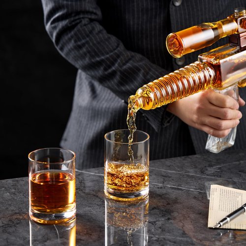 Gun Whiskey Decanter Set with Telescope - AR Rifle Limited Edition, Cool Birthday Gifts for Men Dad, 800ML Liquor Dispenser for Home Bar, Bourbon, Alchohol, Retirement Military Drinking Present