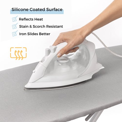 SAVUK Ironing Board Cover and Pad Standard Size 18x49 inch,Large Extra Wide, Adjustable Elastic Edge Fit, Extra Thick, Heat Reflective, Non Stick Scorch and Stain Resistant (18" X 49", Silver)