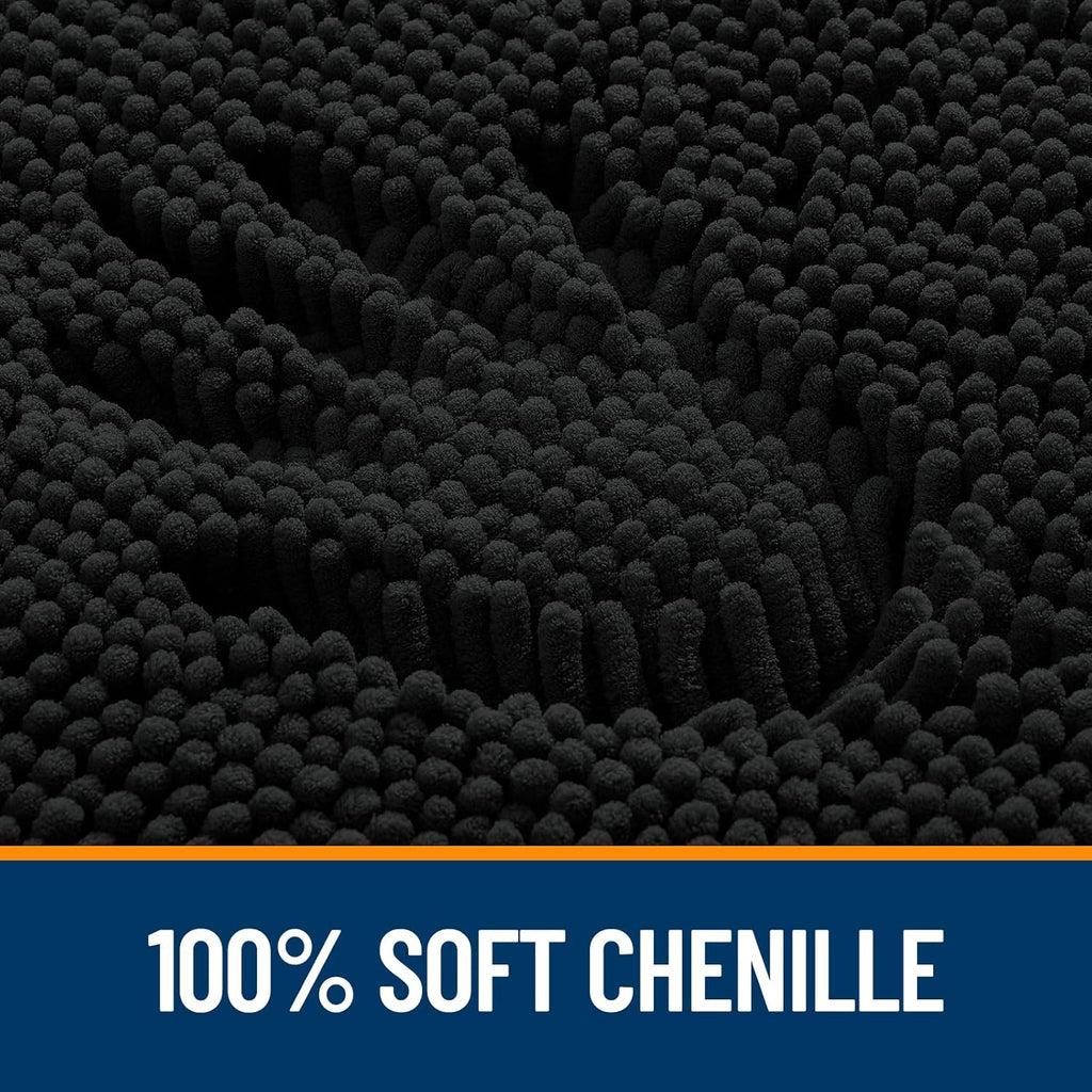 OLANLY Bath Rugs - Extra Soft Chenille, Quick-Dry & Machine Washable | 30x18 Inches, Black