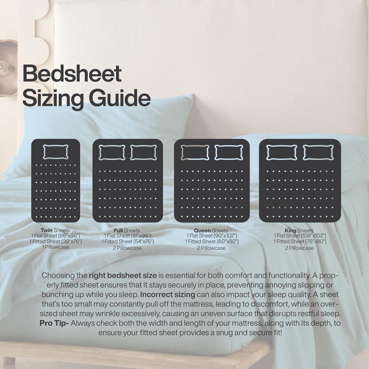 QUEENSBAY Queen Sheet Set - 4 Pieces Super Soft Microfiber with 16-Inch Deep Pocket | Cooling & Wrinkle-Free Aqua Blue Bedding