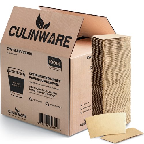 Kraft Paper Hot Cup Sleeve Jacket Holder | Corrugated Cardboard Protective Hot And Cold Insulator | Espresso Coffee Milk Tea Beverage And Hand Protector (Kraft, 1000)