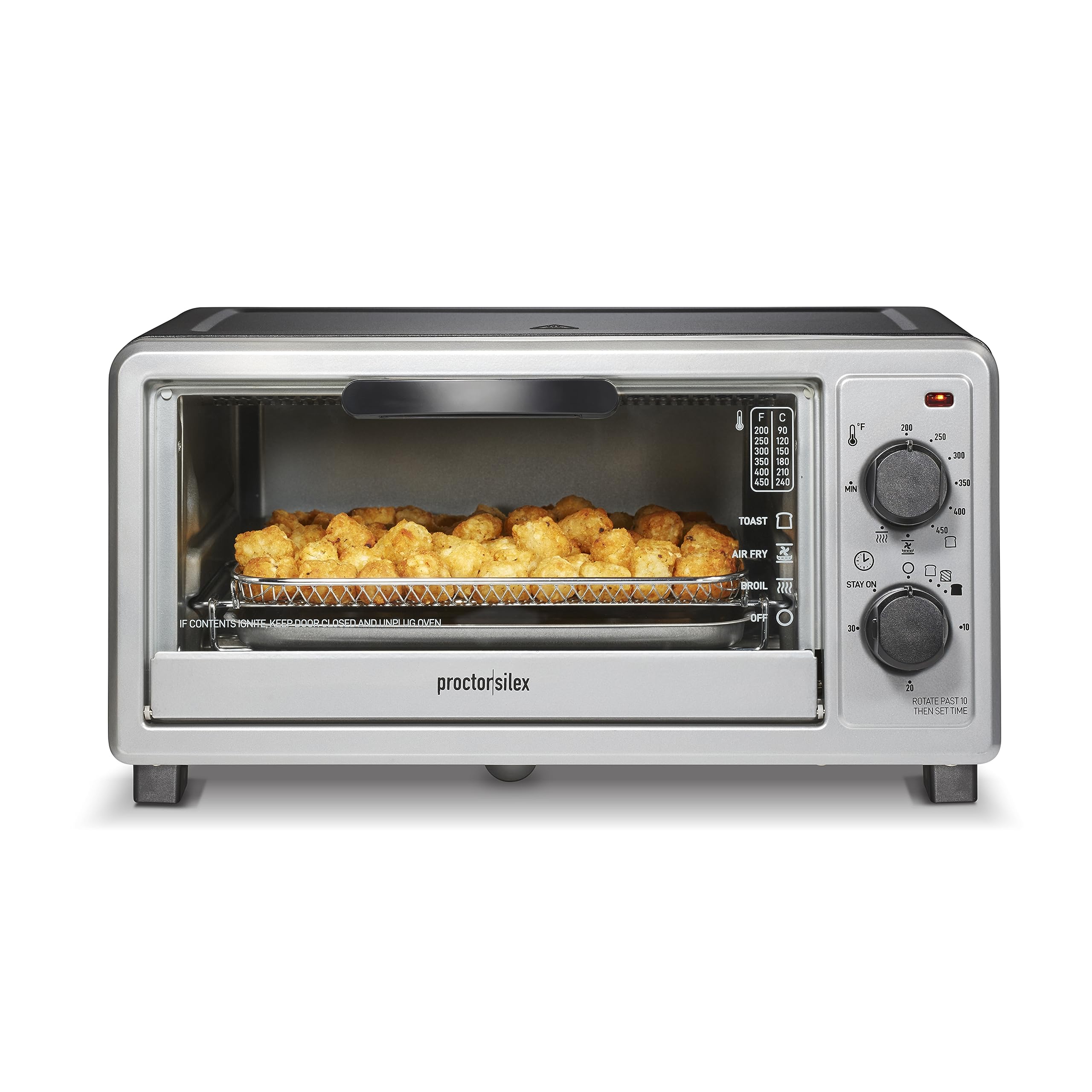 Proctor Silex Simply-Crisp Air Fryer Toaster Oven Combo with 4-in-1 Functionality (Air Fry, Bake, Broil & Toast), 1200 Watts, Fits 4 Slices or Personal Pizza, Auto Shutoff, Black (31265)