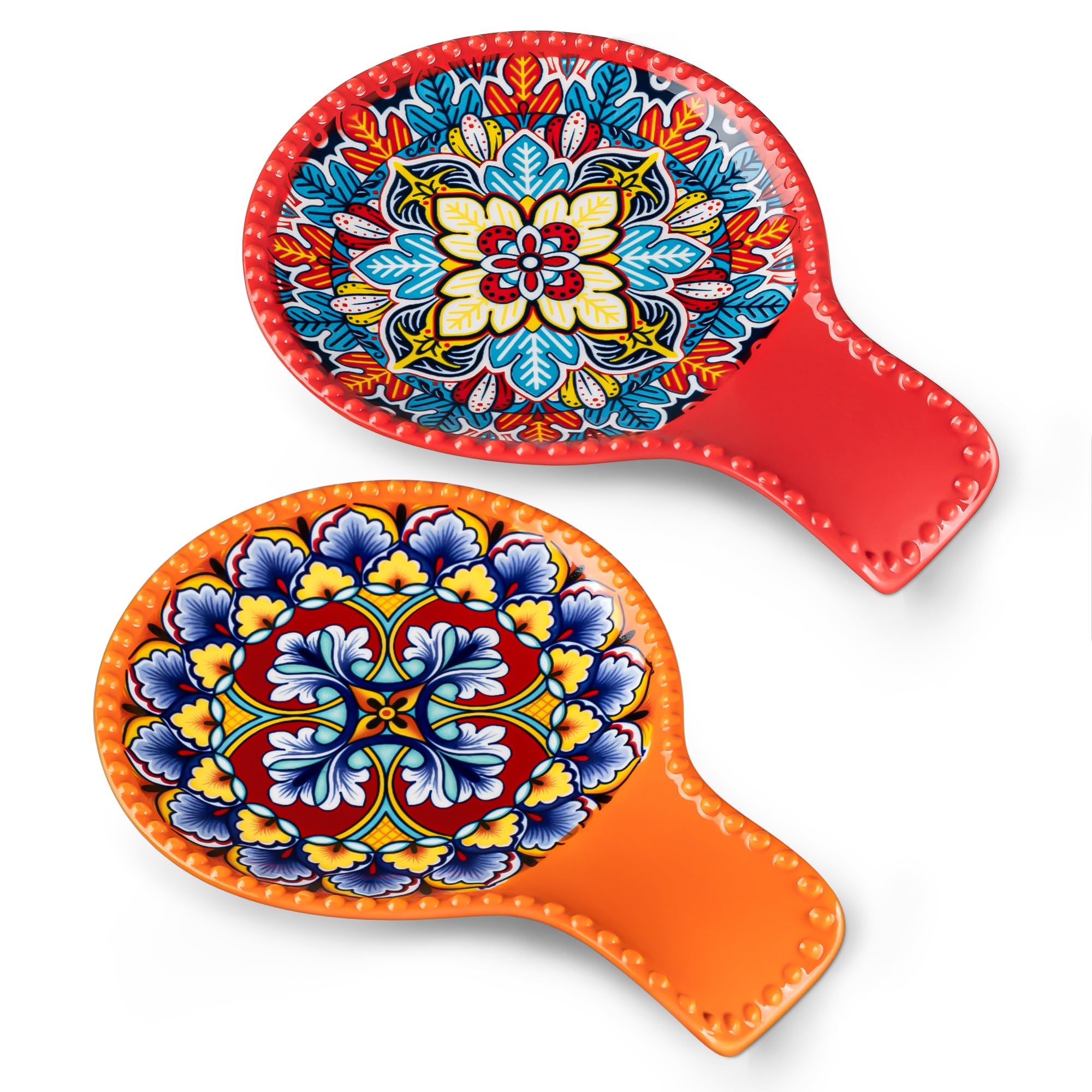 vancasso Ceramic Spoon Rest Sets of 2 for Stove Top, 7.7 Inch Cooking Spoon Holder for Kitchen Counter Decor, Spoon Holder for Coffee Spoon Rest, Spoon Cradle, Spatula, Spoons or Tongs, Light