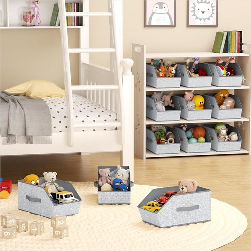 Homsorout Large Closet Storage Cubes - Dual Handle Bins for Clothes & Toys | Light Gray, 4 Pack