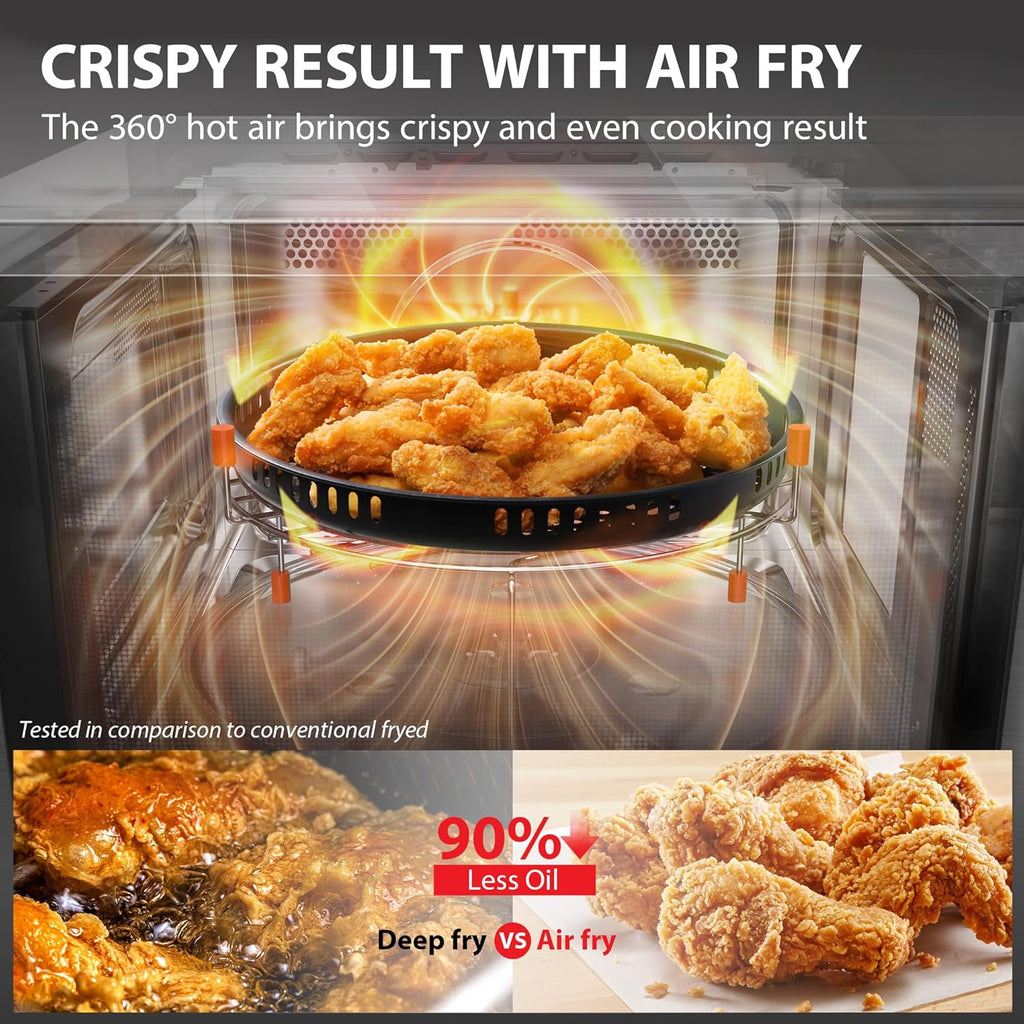 TOSHIBA 8-in-1 Air Fryer Combo Microwave Oven - Convection & Broil, 1.0 Cu.ft, Black Stainless Steel
