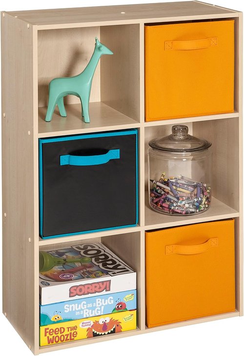 ClosetMaid Cubeicals 6-Cube Storage Shelf Organizer - Stackable Wood Bookshelf in Birch Finish