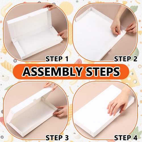 Jaloro 80 Pcs Pizza Boxes 14 x 7 x 1.5 Inch White Flatbread Box Cardboard Rectangular Take out Pizza Boxes Baking Containers Flatbread Box for Cake Cookies Food Pastry Bakery Charcuterie