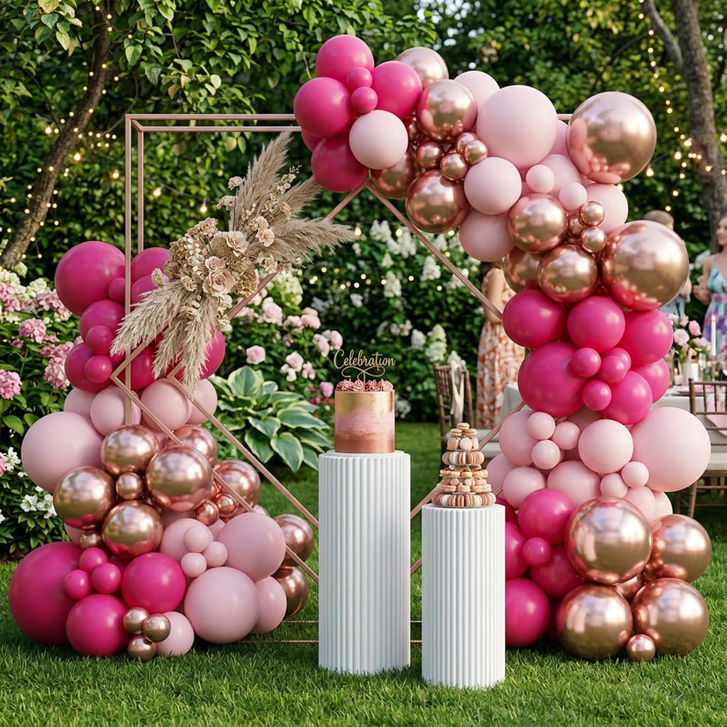 RUBFAC Balloon Garland Kit - 129pcs Latex Balloons in Baby Pink & Hot Pink | 5-18 Inch Sizes for Parties