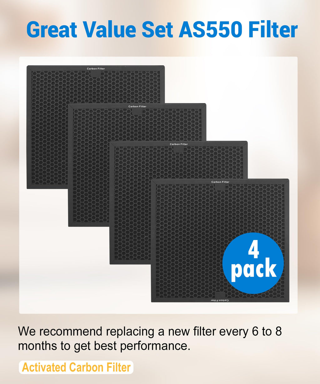 4 Pack-Facecool Air Scrubber Active Carbon Filter Compatible with Dri-Eaz, Mounto, BlueDri, and VEVOR Air Purifier, Part HEPA500 & BD-AS-550 & F301H, 16'' x 16'' x 1''