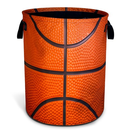 Basketball Texture Laundry Basket Ball Foldable Waterproof Oxford Cloth Funny Tote Bag Laundry Hamper Clothes Storage Bucket Toy Organizer For Bathroom/Laundry Storage/Bedroom 17.7x13.7 Inch