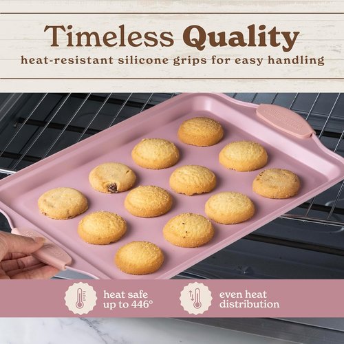 Country Kitchen Nonstick Bakeware Set - Heavy Duty, Easy Release, Stackable, Pink | 4 Pieces
