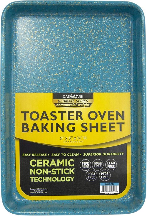 CasaWare 3pc Ultimate Series Toaster Oven Bakeware Set - Durable Blue Granite Finish