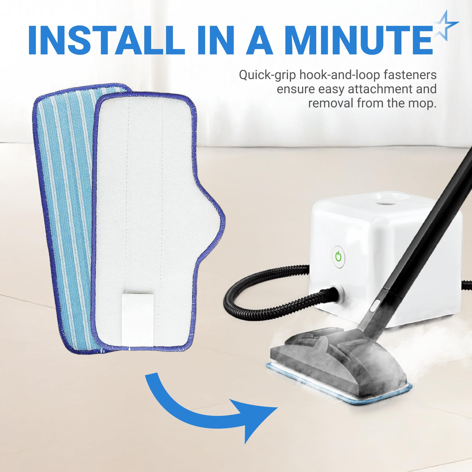 BlueStars 10 Pack Microfiber Pad Compatible with Dupray Neat Steam Cleaner - Durable, Reusable and Machine Washable - Designed for Multiple Surfaces, Effectively Clean Hardwood, Tile & Stone Floors