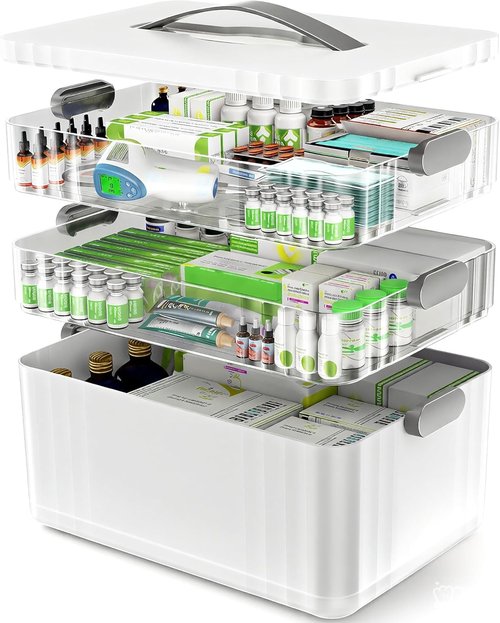 ARSTPEOE 3-Tier Medicine Organizer - Portable Medical Box with Handle | Versatile Pill & First Aid Kit