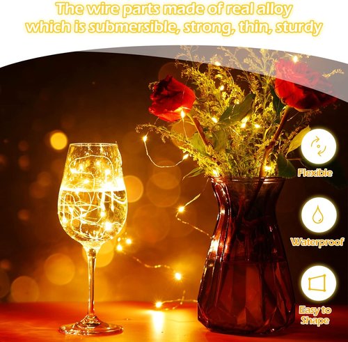 Hortsun Fairy Lights - 100 Packs Battery Operated Twinkle Lights | 7 Ft Mini Waterproof String (Warm White)