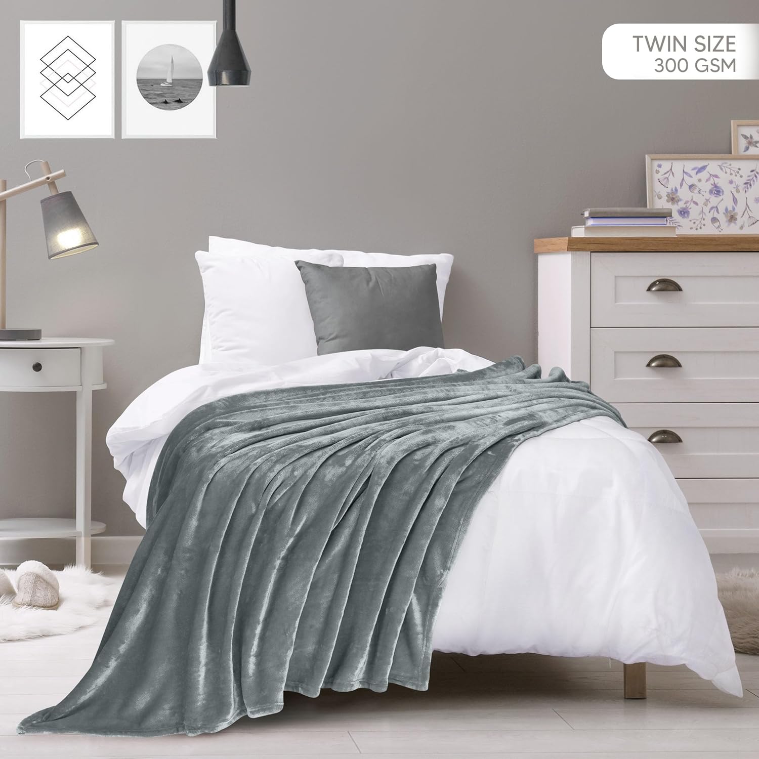 Utopia Bedding Fleece Blanket - Ultra Soft Twin Size Ash Grey (60x80 Inches) | Cozy All-Season Microfiber Decor