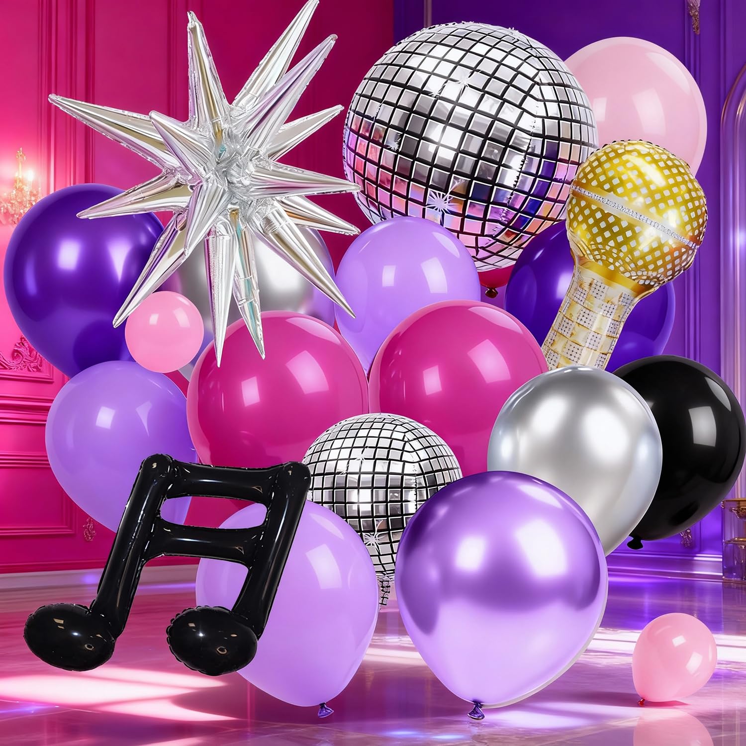 106pcs Demon Movie Hunters Birthday Party Balloons for Demon Movie Hunters Themed Birthday Babyshower New Year Graduation Bachelorette Party Decorations Supplies